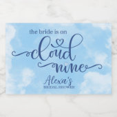 De bruid is op Cloud 9 Mini Sparkling Wijnetiket (Enkel label)