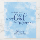 De bruid is op Cloud 9 Wijn Etiket (Enkel label)