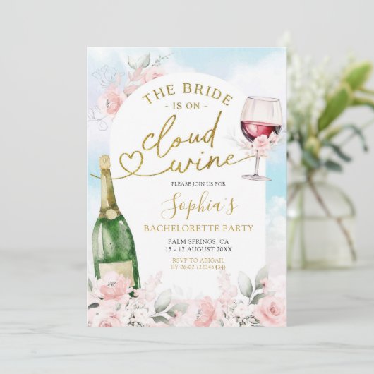 De bruid is op Cloud Wine Bachelorette route Kaart (Staand voorkant)