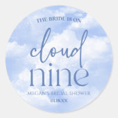 De Bruid Is Op Wolk 9 Blauwe Bruidsmeisjes Borrel Ronde Sticker (Voorkant)