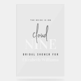 De Bruid is Op Wolk 9 Bruidsfeest Acryl Bord