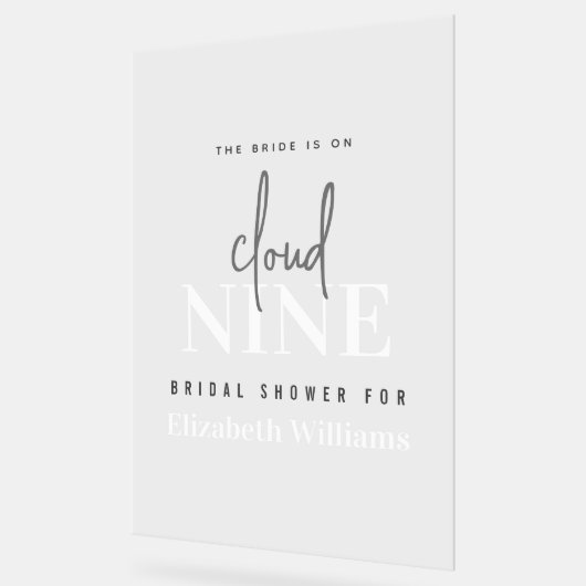 De Bruid is Op Wolk 9 Bruiloftfeest Acryl Bord (Hoek)