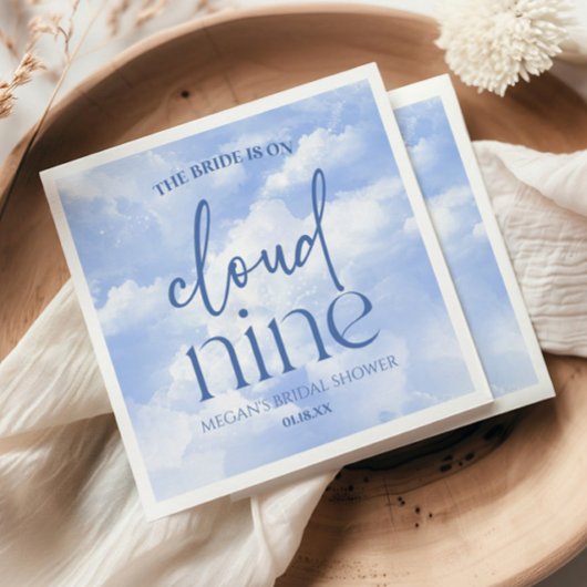 De Bruid Is Op Wolk Negen Blauwe Bruiloft Feestje Servet