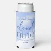 De bruid is op wolk negen blauwe vrijgezellenfeest seltzer blikjeskoeler (Seltzer Voorkant)