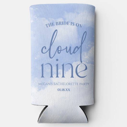 De bruid is op wolk negen blauwe vrijgezellenfeest seltzer blikjeskoeler (Voorkant)