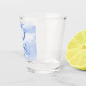 De bruid is op wolk negen blauwe vrijgezellenfeest shot glas (Rechts)