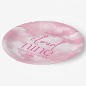 De bruid is op wolk negen roze Vrijgezellenfeest Papieren Bordje (Gekanteld)