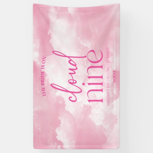De bruid is op wolk negen roze vrijgezellenfeest spandoek (Verticaal)