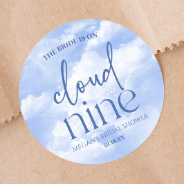 De Bruid Is Op Wolk Zeven Blauwe Bruiloft Feest Ronde Sticker