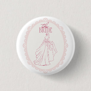 De Bruid – Kanten Juffertje Design met Bruid Ronde Button 3,2 Cm