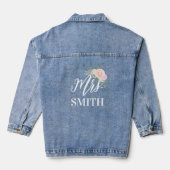 De Bruid Mevrouw Roze Bloemenboeket Denim Jacket (Achterkant)