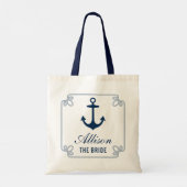 De Bruid Navy Zeeanker Trouwjurk Tote Bag (Achterkant)