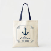 De Bruid Navy Zeeanker Trouwjurk Tote Bag (Voorkant)