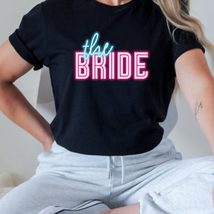 De Bruid Neon Blauw & Roze Tropisch Bach T-shirt