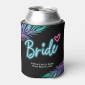 De bruid neon blauw & roze tropische strand kan ko blikjeskoeler (Blikje Voorkant)