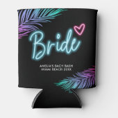 De bruid neon blauw & roze tropische strand kan ko blikjeskoeler (Voorkant)