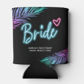 De bruid neon blauw & roze tropische strand kan ko blikjeskoeler (Achterkant)