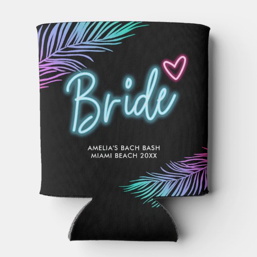 De bruid neon blauw & roze tropische strand kan ko blikjeskoeler (Achterkant)