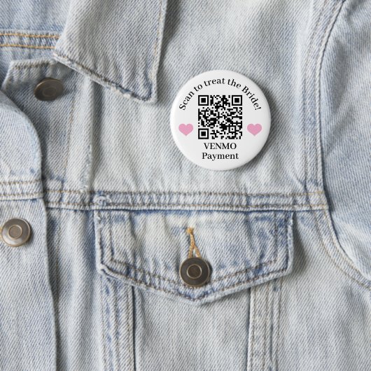 De bruid QR-code behandelen Ronde Button 5,7 Cm (In situ)