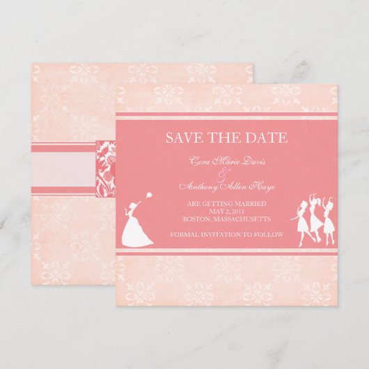 De Bruid Rees Roze bewaar de datum Save The Date (Voorkant / Achterkant)