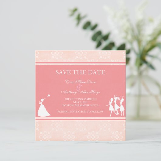 De Bruid Rees Roze bewaar de datum Save The Date (Staand voorkant)