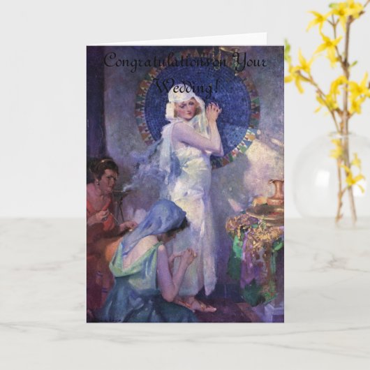 De bruid schilderij gefeliciteerd kaart (Gele Bloem)