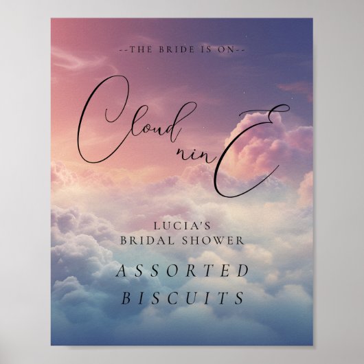 De bruid staat op Cloud 9 Vrijgezellenfeest voedse Poster (Voorkant)