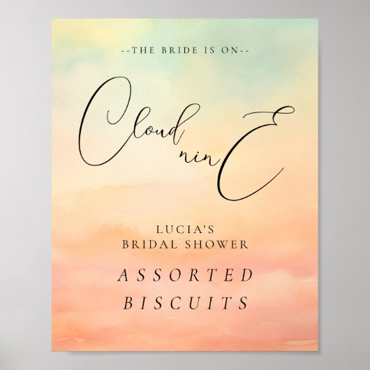 De bruid staat op Cloud 9 Vrijgezellenfeest voedse Poster (Voorkant)