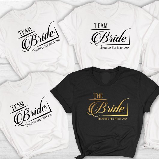 De bruid team bruid hen partij naam jaar t-shirt