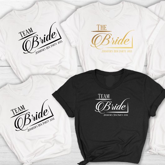 De Bruid Team Bruid Hen Party Naam Jaar T-shirt
