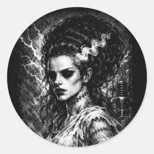 De bruid van Frankenstein — Herrezen door BurnsInH Ronde Sticker