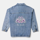 De bruid Waterverf Paarse Bloemen Denim Jasje Jacket (Achterkant)
