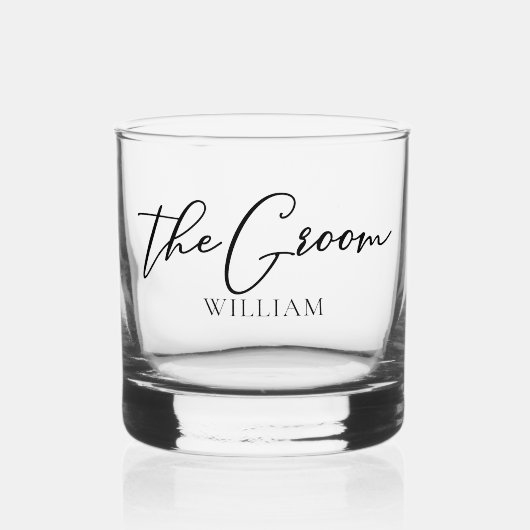 De bruidegom Aanpasbare vrijgezellenfeest trouw Whisky Glas (Voorkant)