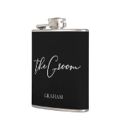 De bruidegom chique zwart wit bruiloft moderne dou heupfles (Links)