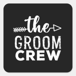De Bruidegom Crew Wit Vierkante Sticker