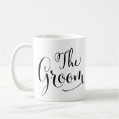 De Bruidegom Elegant Zwart Script Schrijfhuwelijk Koffiemok (Links)