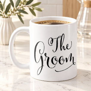 De Bruidegom Elegant Zwart Script Schrijfhuwelijk Koffiemok