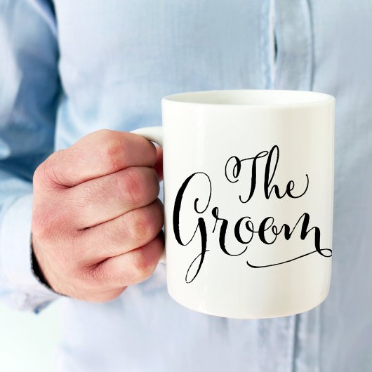 De Bruidegom Elegant Zwart Script Schrijfhuwelijk Koffiemok