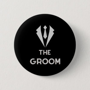 De Bruidegom Hurkt Eenzaam Verzorgd Feest Trouwen Ronde Button 5,7 Cm