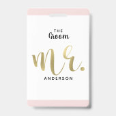 De Bruidegom Mijnheer Goud Trouwfeest VIP Pas Badg Badge (Achterkant)