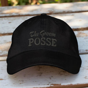 De Bruidegom Posse Modern Eenvoudige Typografie Hu Geborduurde Pet