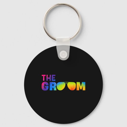 De Bruidegom Tie Dye Coole Zonnebril Grappig Bache Sleutelhanger (Voorkant)