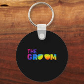De Bruidegom Tie Dye Coole Zonnebril Grappig Bache Sleutelhanger (Voorkant)