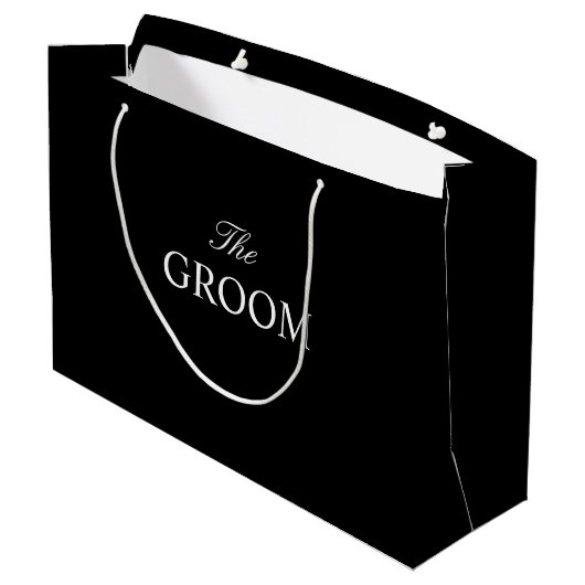 De Bruidegom Zwart Wit Gift Bag Groot Cadeauzakje (Achterkant Gekanteld)