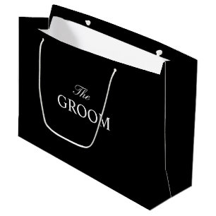 De Bruidegom Zwart Wit Gift Bag Groot Cadeauzakje