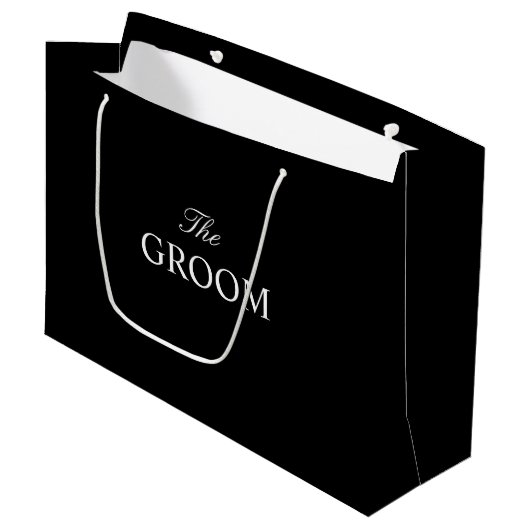 De Bruidegom Zwart Wit Gift Bag Groot Cadeauzakje (Voorkant Gekanteld)