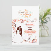 De bruiden elegante klassieke silhouet bruiloft kaart (Staand voorkant)