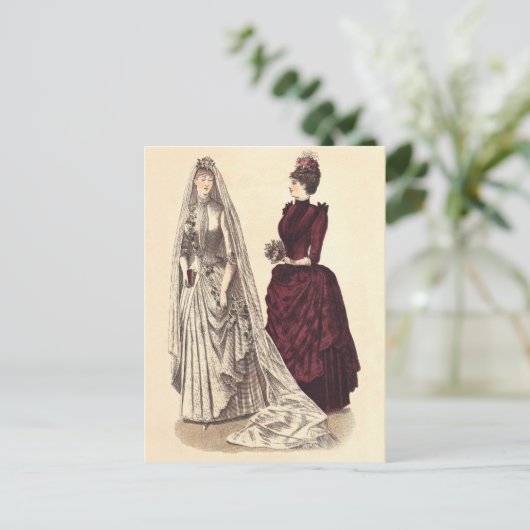 De  bruidparty's van het huwelijk en bruidsmeisje briefkaart (Staand voorkant)