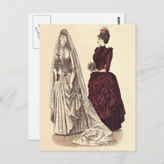 De  bruidparty's van het huwelijk en bruidsmeisje briefkaart (Voorkant / Achterkant)