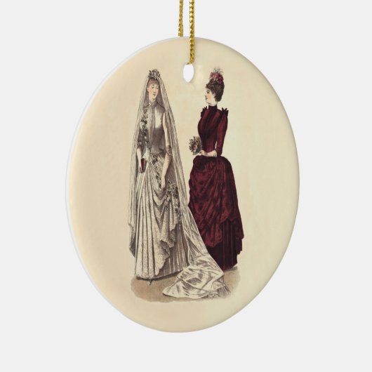 De  bruidparty's van het huwelijk en bruidsmeisje keramisch ornament (Rechts)